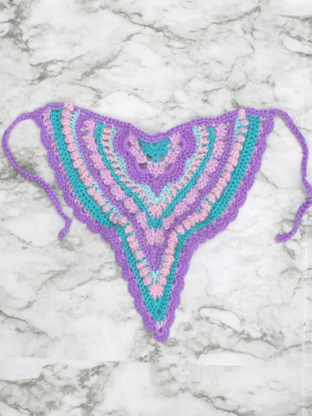 HAND CRAFTED Head Scarf Bandana Crochet Boho Mermaidcore Granny Square Retro